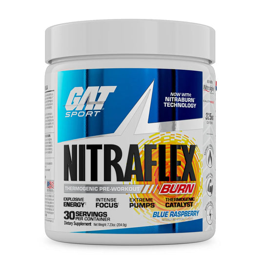 GAT Sport Nitraflex Burn Thermogenic Pre-Workout - Blue Raspberry